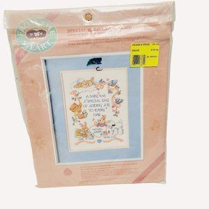 Vintage NIP 1989 From the Heart Special Joy Birth Record Cross Stitch Kit